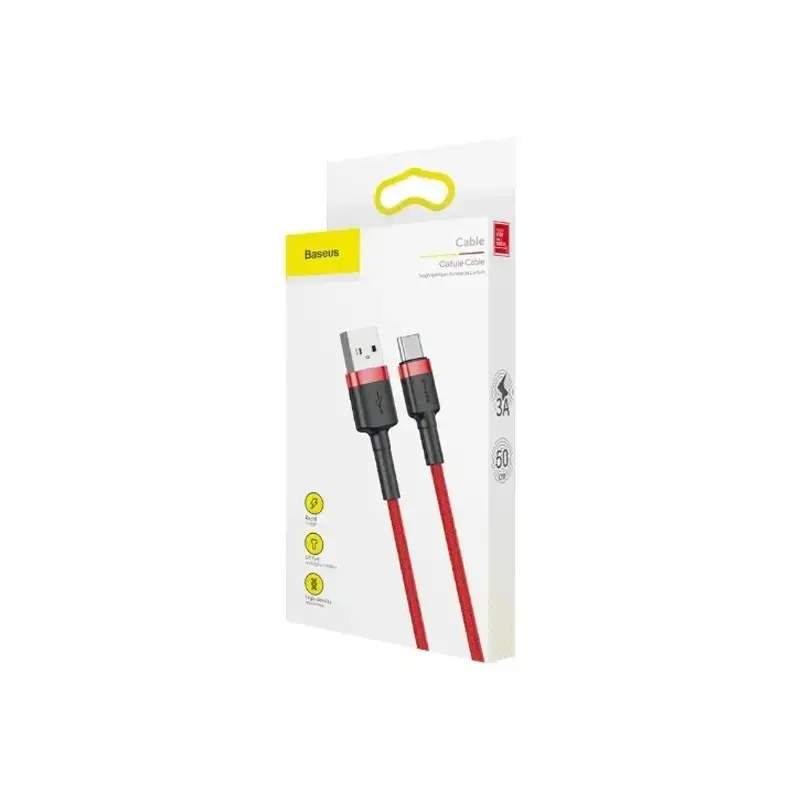 جعبه کابل usb-c به usb-a باسئوس مدل  cafule series 3a رنگ قرمز